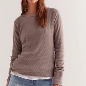 Free People Care FP Honey B Crew Neck. Petrified Wood. XS.